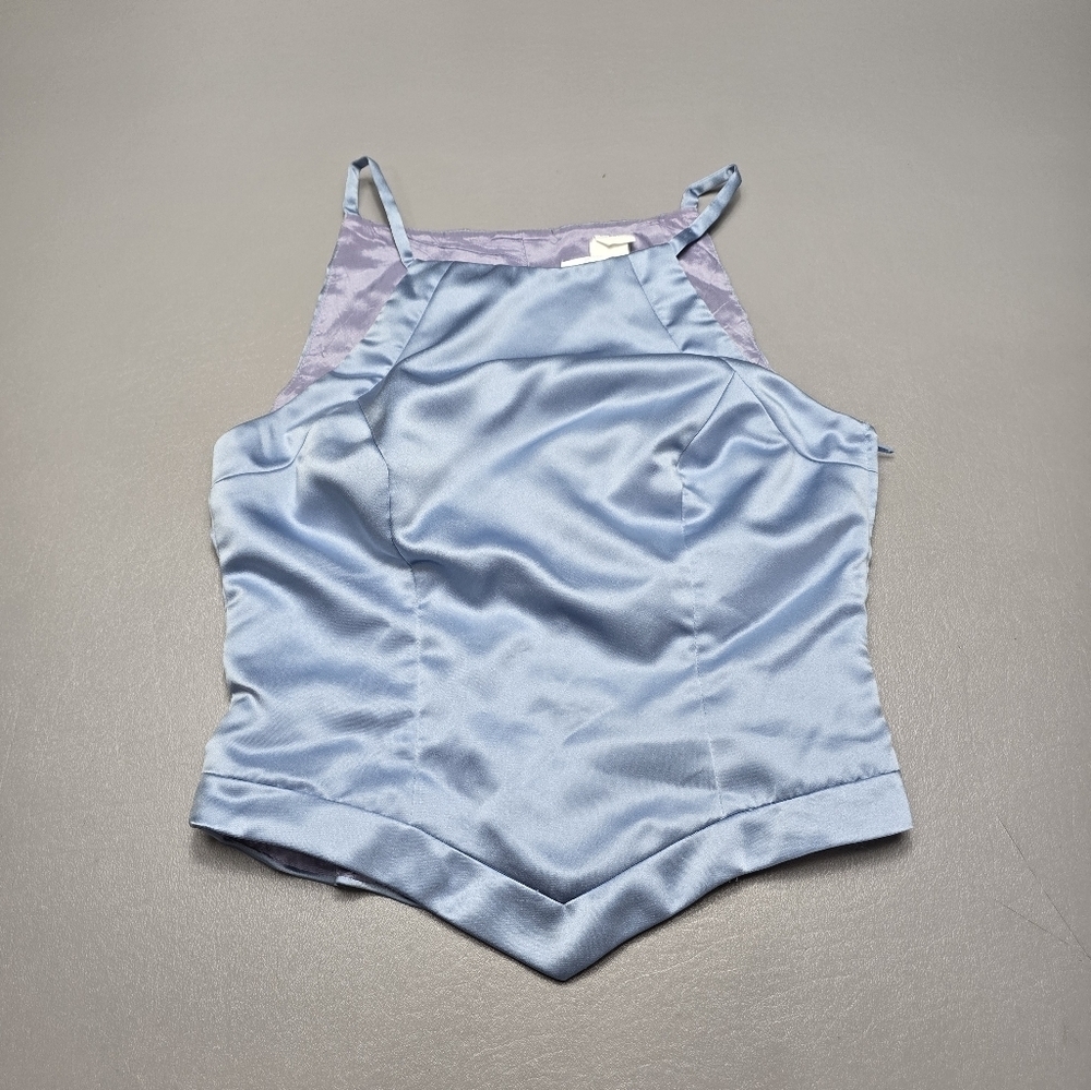 Vivian dessy diamond dessy creations Vintage 90s Crop Top Light Blue Women's 6